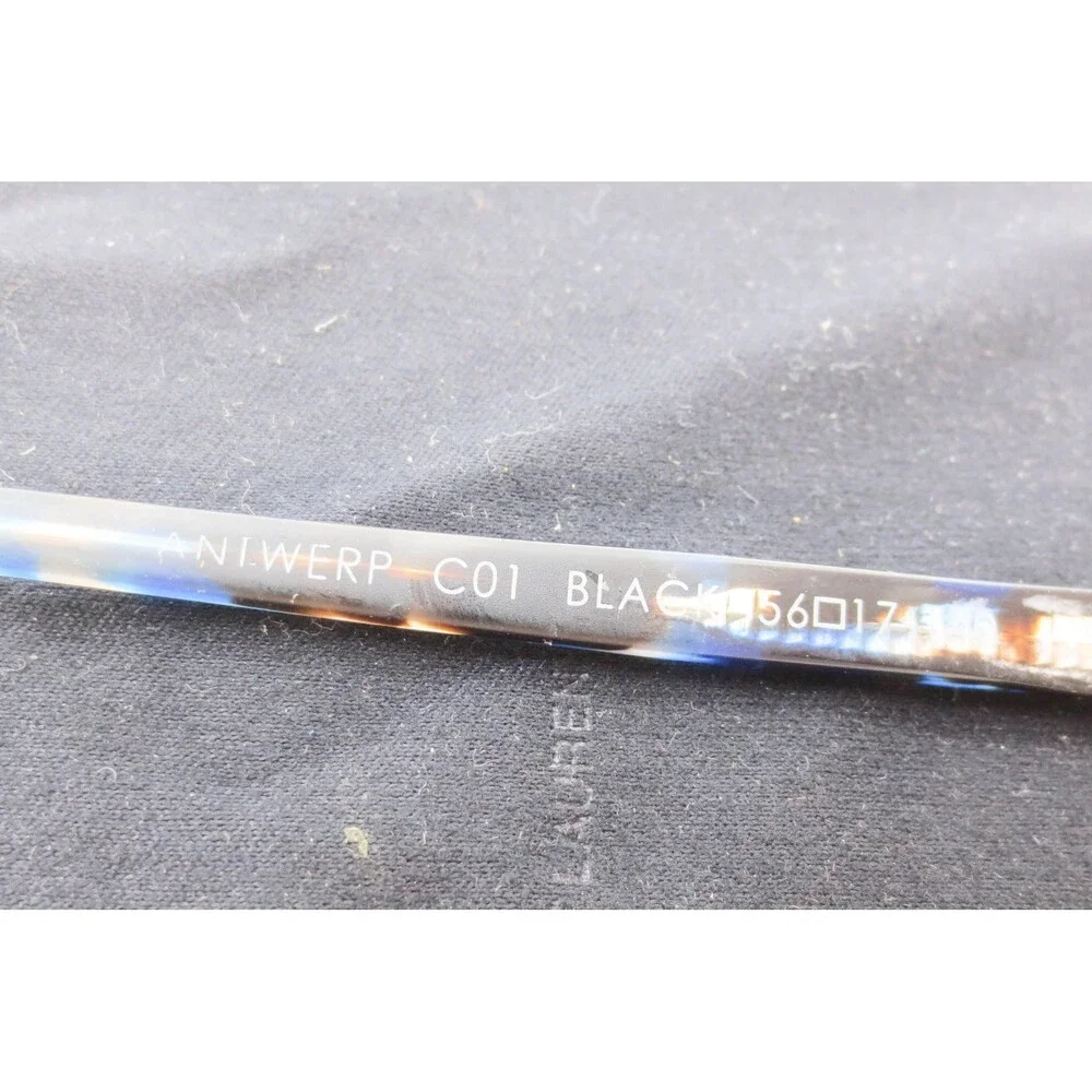 Antwerp C01 Black Rectangular Eyeglasses Blue Tortoise Studded Temples 56-17-140
